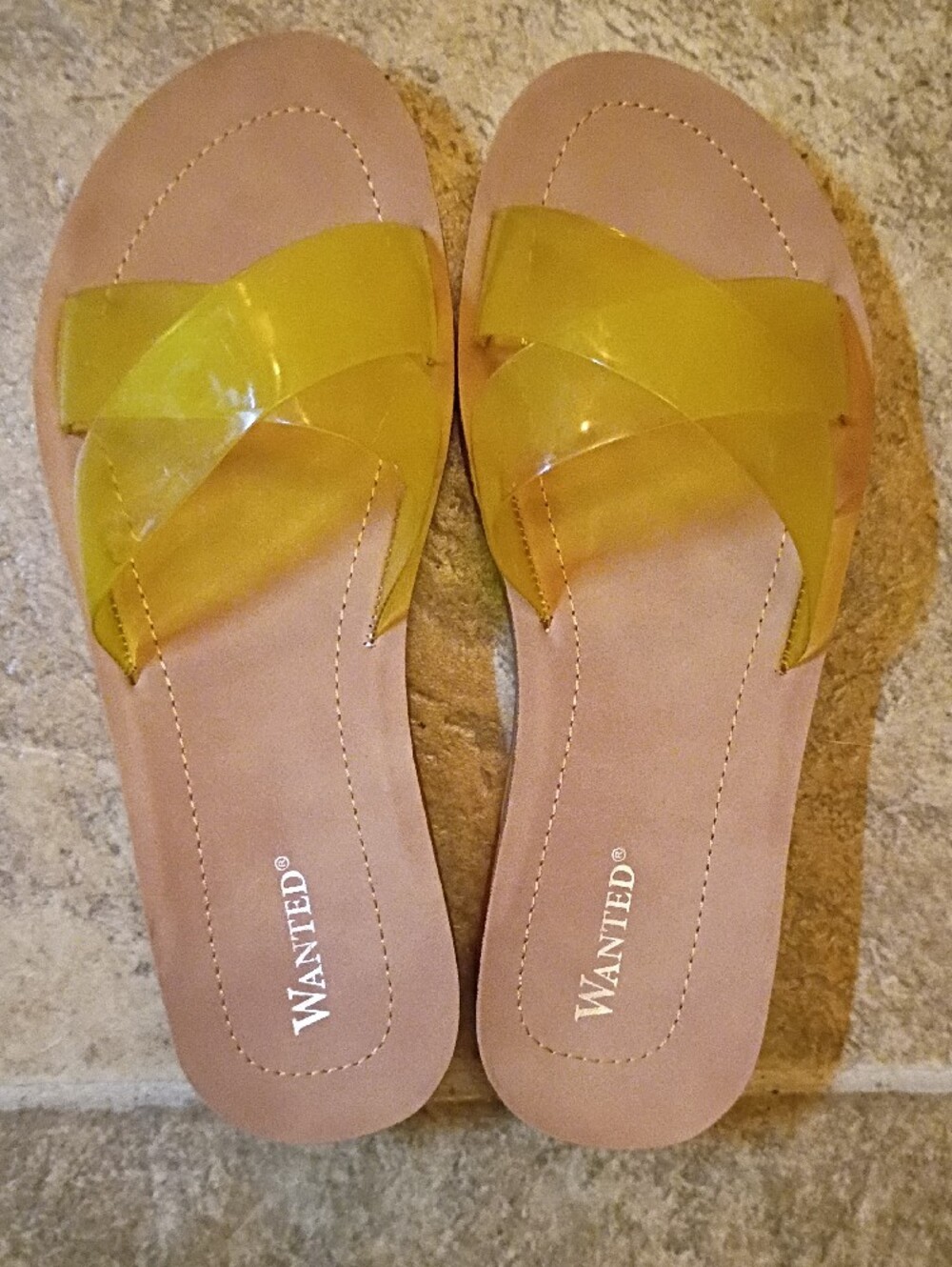 WANTED Seaglass Yellow Cross-Strap Slide Sandals NWT/Box, Women's Size 6 M - Picture 8 of 11